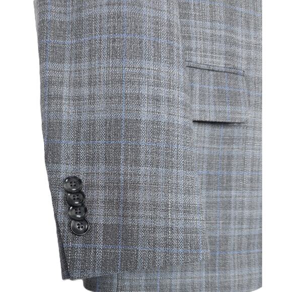 Tommy Hilfiger Men's Modern-Fit Flex Stretch Sport Coat Grey Blue Plaid 38R NWT - Picture 5 of 7